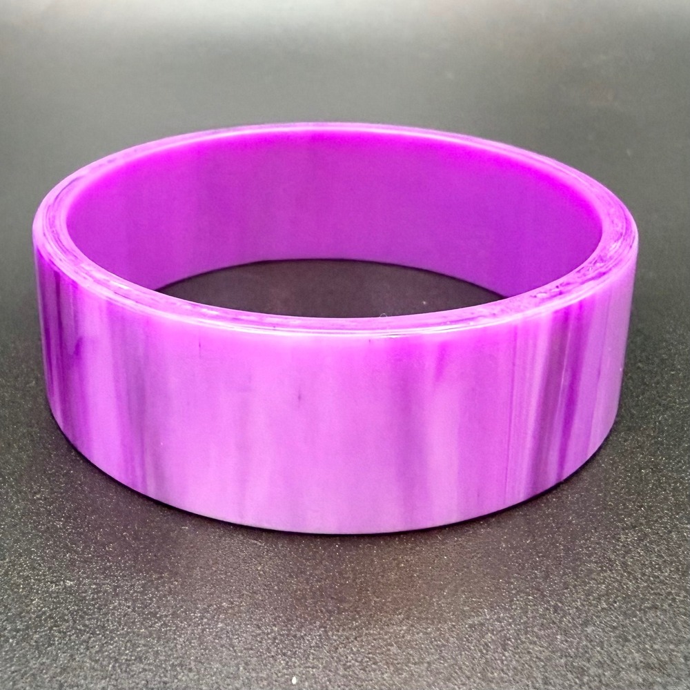 Vintage Bangle Bracelet Size 8 Purple Marbled Acrylic Chunky Wide Resin